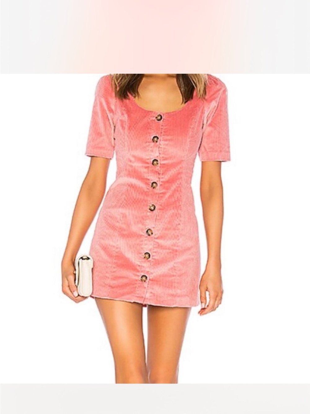 Revolve LPA Pink Corduroy‎ Button Up Mini Rusty Pink small